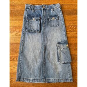 Zara Girls' Long Denim Slit Skirt Size 9